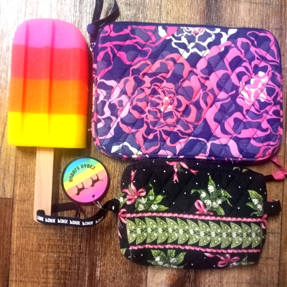 Vera Bradley Handbags - 3 pc. Vera Bradley Make  Up Bag/Victoria Secret Loofa